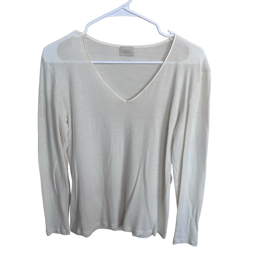 Hanro of Switzerland Elegant Off White V-Neck Women's Top M/L